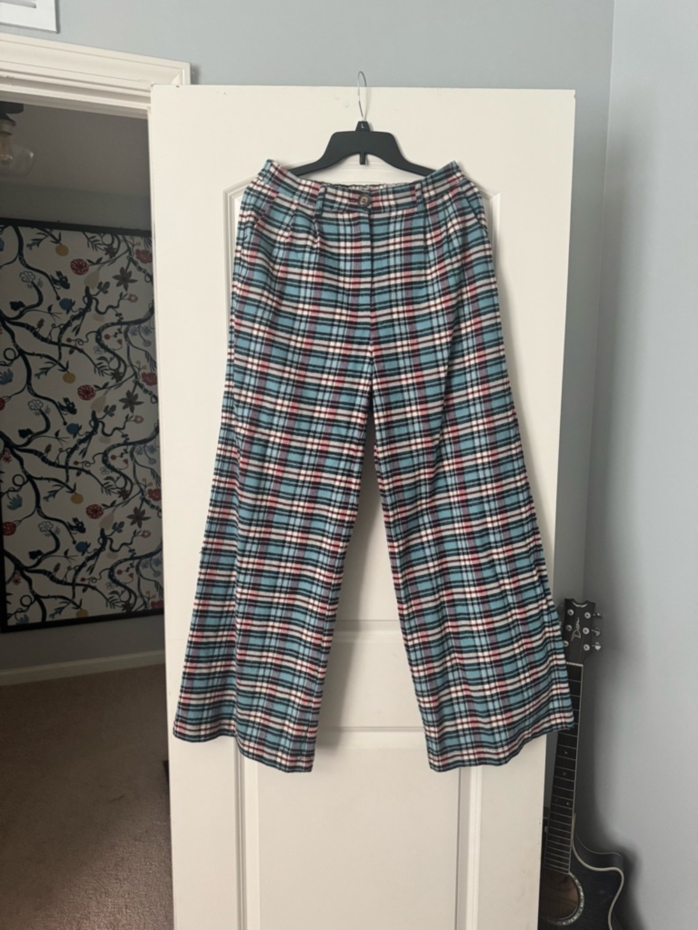Dress in Lala Rebel Road Plaid Wide Leg Trousers in Americana- Size Medium